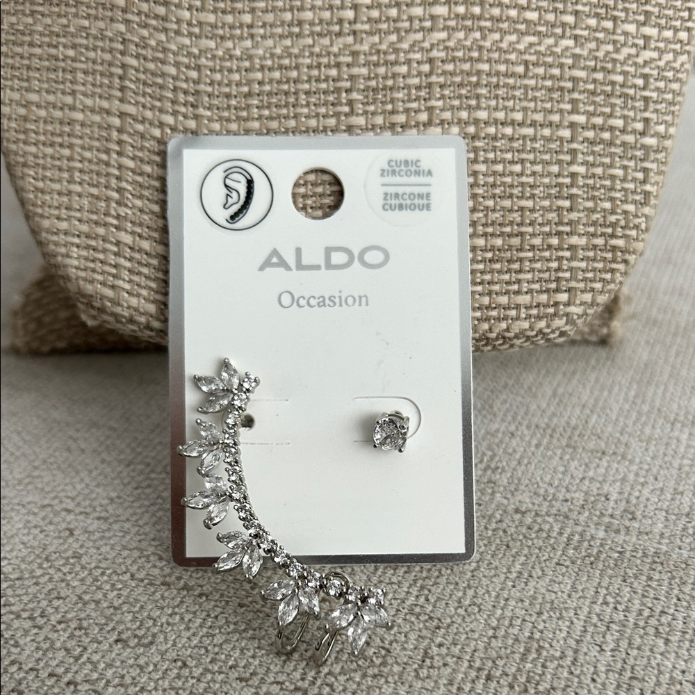 Aldo Sparkling Silver Ear Cuff with Cubic Zirconia